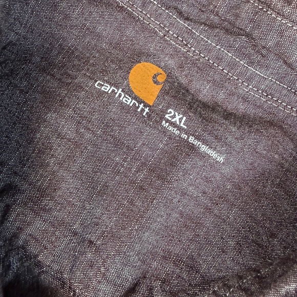 Carhartt Button Down Shirt Mens 2XL Brown Long Sleeve Workwear Cotton EUC - Picture 2 of 9